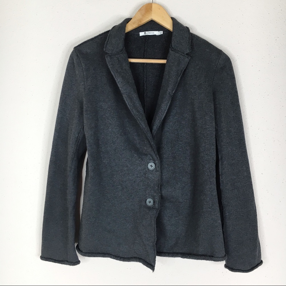 T Alexander Wang Gray Cotton Button Blazer Jacket